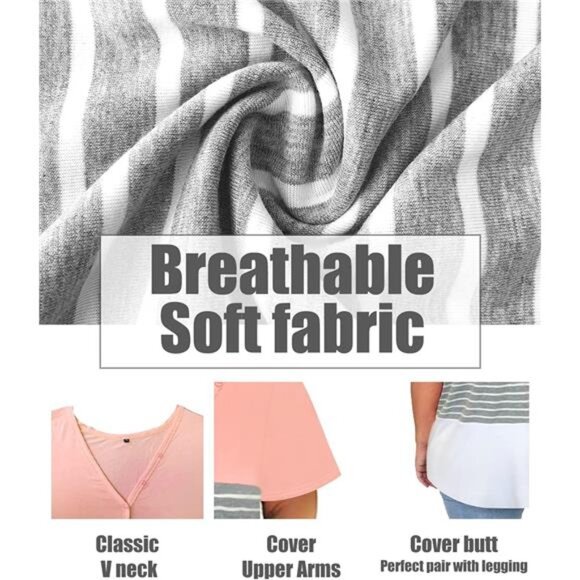 Plus Size Tops for Women Button Up Henley Shirts Short Sleeve Summer T-Shirts - Picture 3 of 4